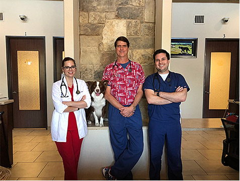 Bingle Vet Clinic doctors and nursers smiling with a patient